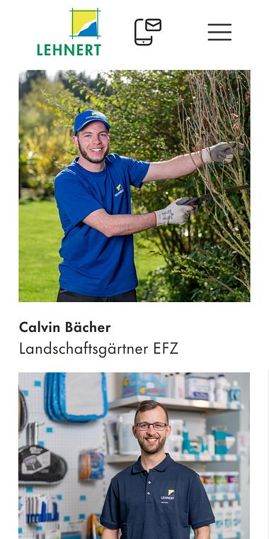 Gartenzentrum Lehnert: Screenshot der Website (Mobile)
