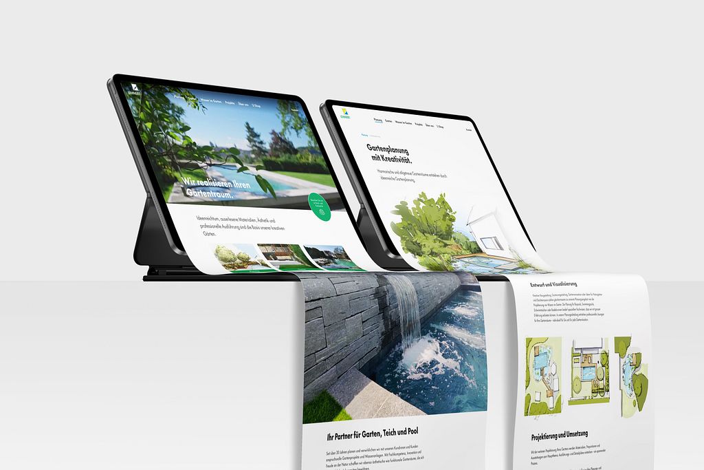 Screenshots einer Website für ein Gartenzentrum