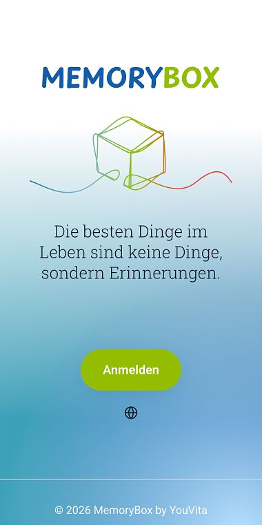 Startscreen der Webapp MemoryBox