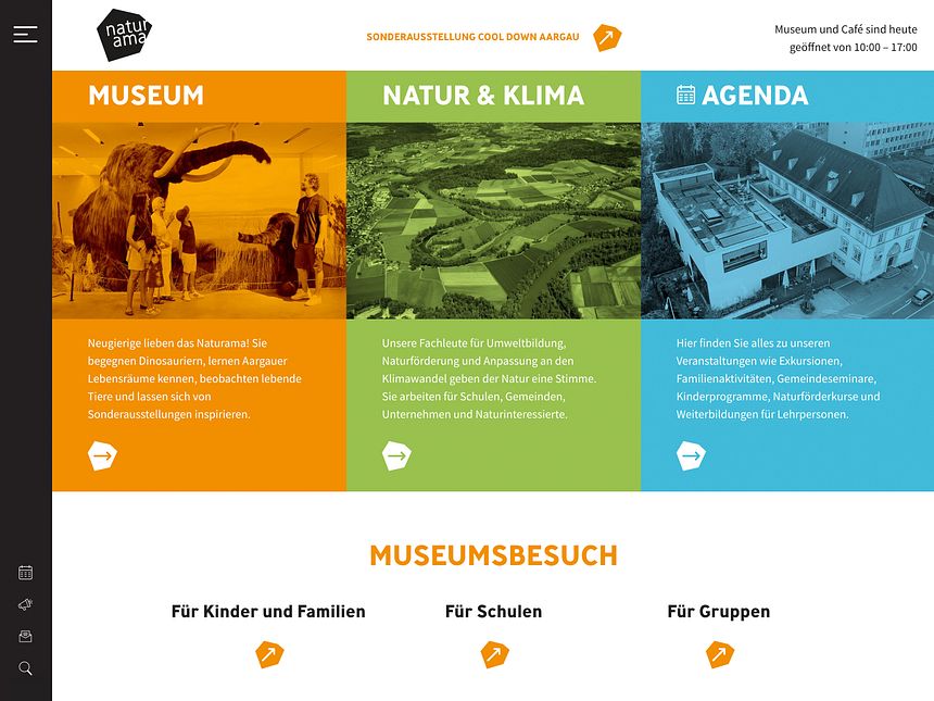 Naturama Aargau: Screenshot der Homepage