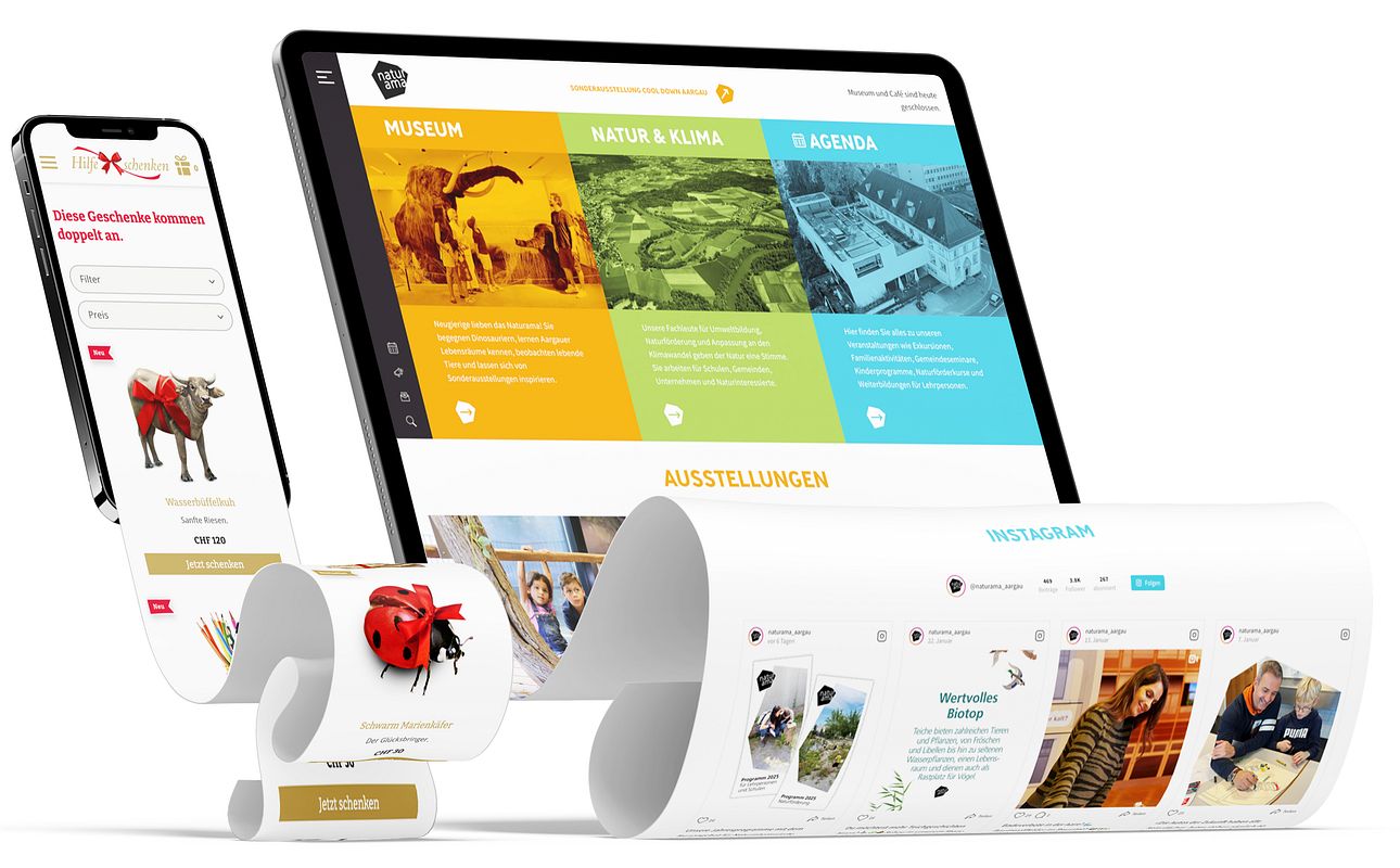 Agentur hausformat: Webdesign für Naturama und Hilfe schenken