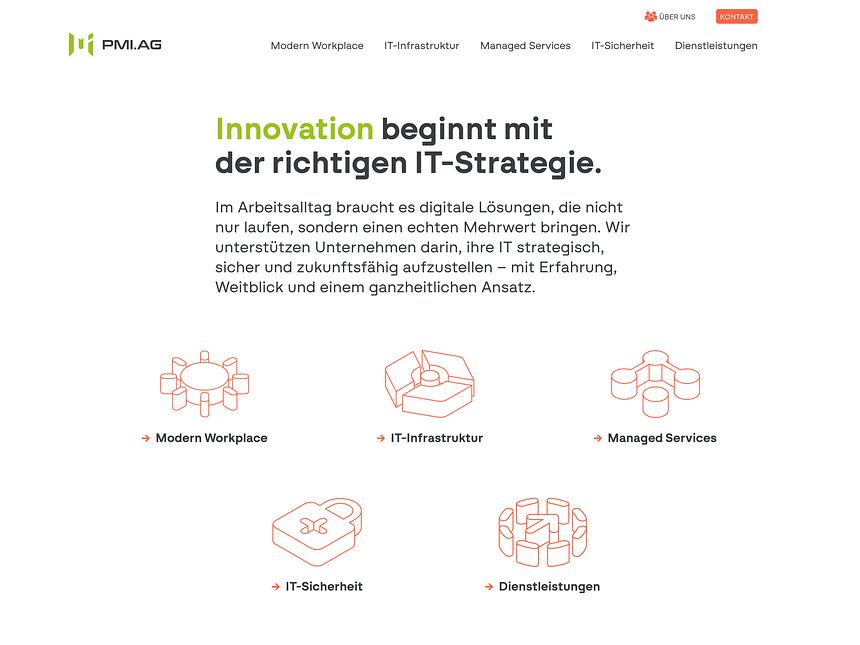 Screenshot der Website von PM Informatik