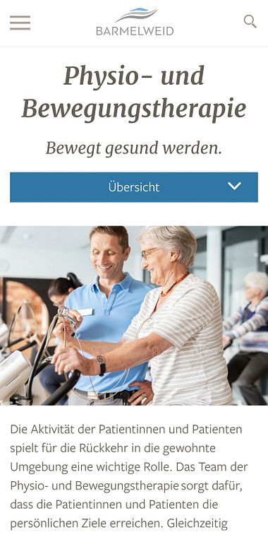 Klinik Barmelweid: Screenshot der Website